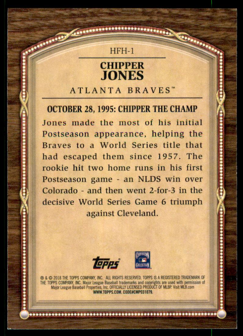 2018 Topps Update Hall of Famer Highlights Blue #HFH1 Chipper Jones