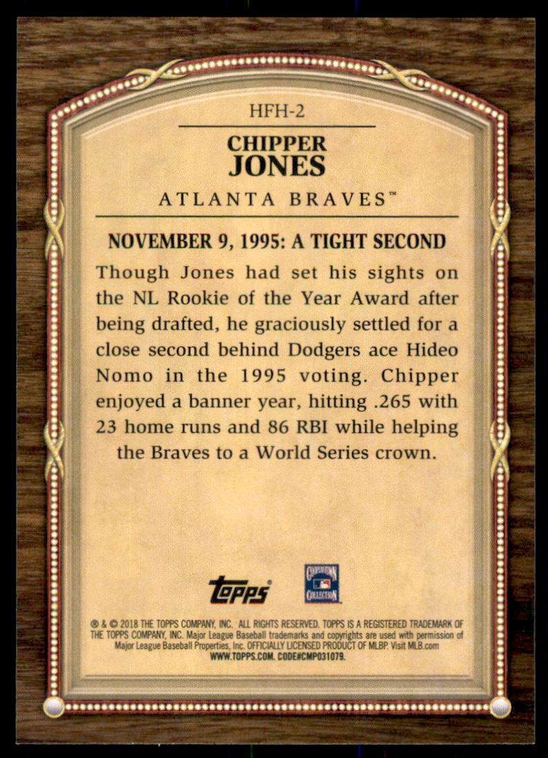 2018 Topps Update Hall of Famer Highlights Black #HFH2 Chipper Jones