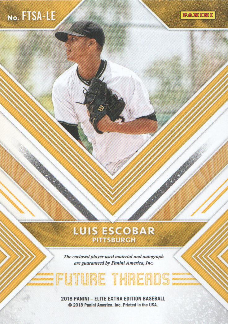 2018 Elite Extra Edition Future Threads Silhouette Autographs #31 Luis Escobar/299 back image