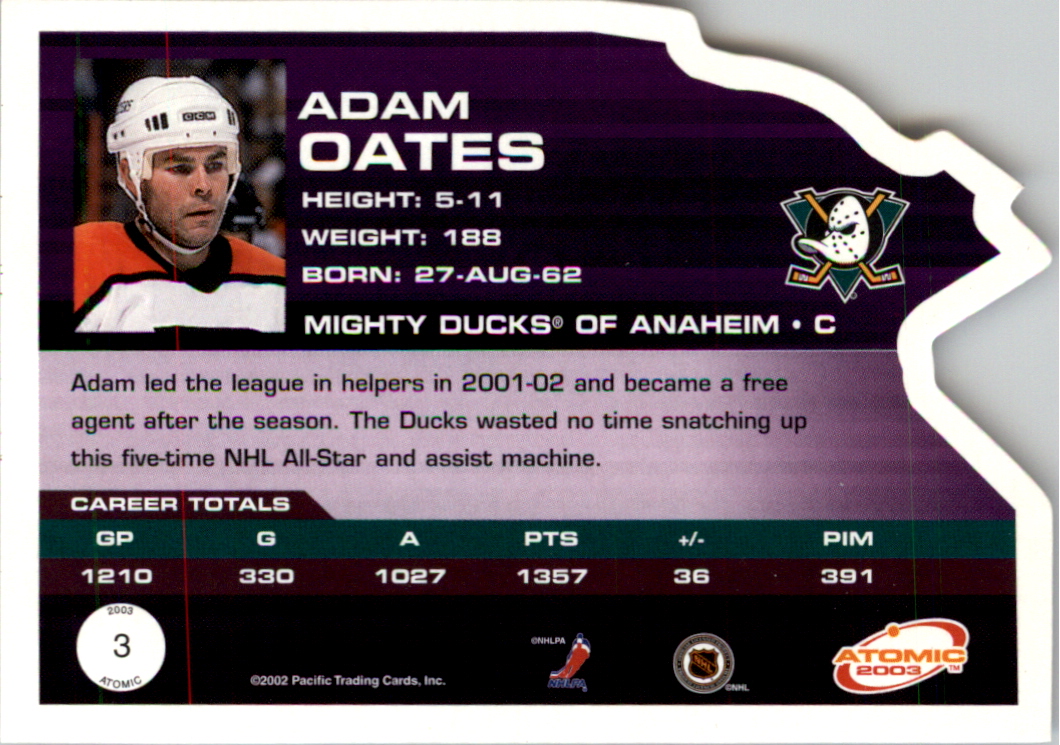 2002-03 Atomic Red #3 Adam Oates back image