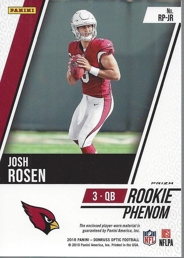 2018 Donruss Optic Rookie Phenoms Jerseys #3 Josh Rosen back image