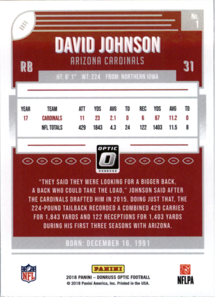 2018 Donruss Optic Football Card Pick (Base)