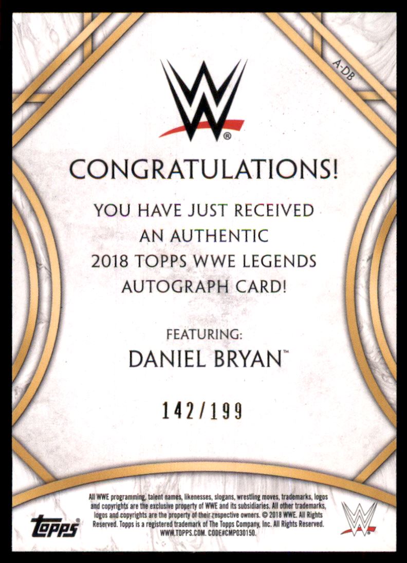 2018 Topps Legends of WWE Autographs #ADB Daniel Bryan back image