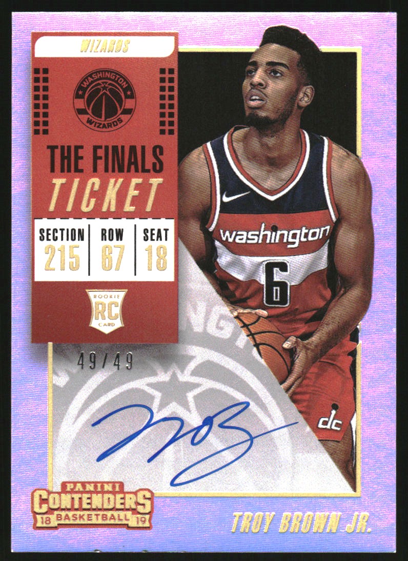 2018-19 Panini Contenders The Finals Ticket #108 Troy Brown Jr. AU