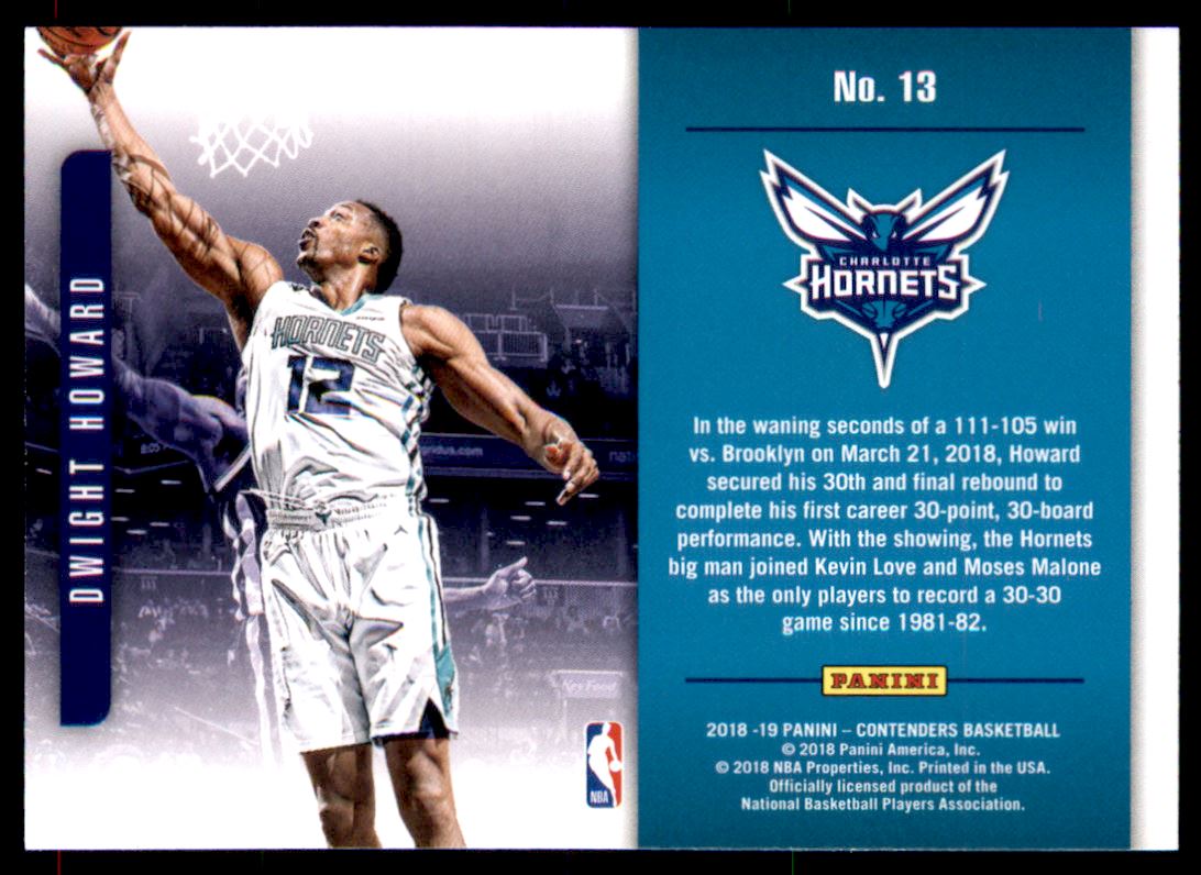 2018-19 Panini Contenders Playing the Numbers Game #13 Dwight Howard