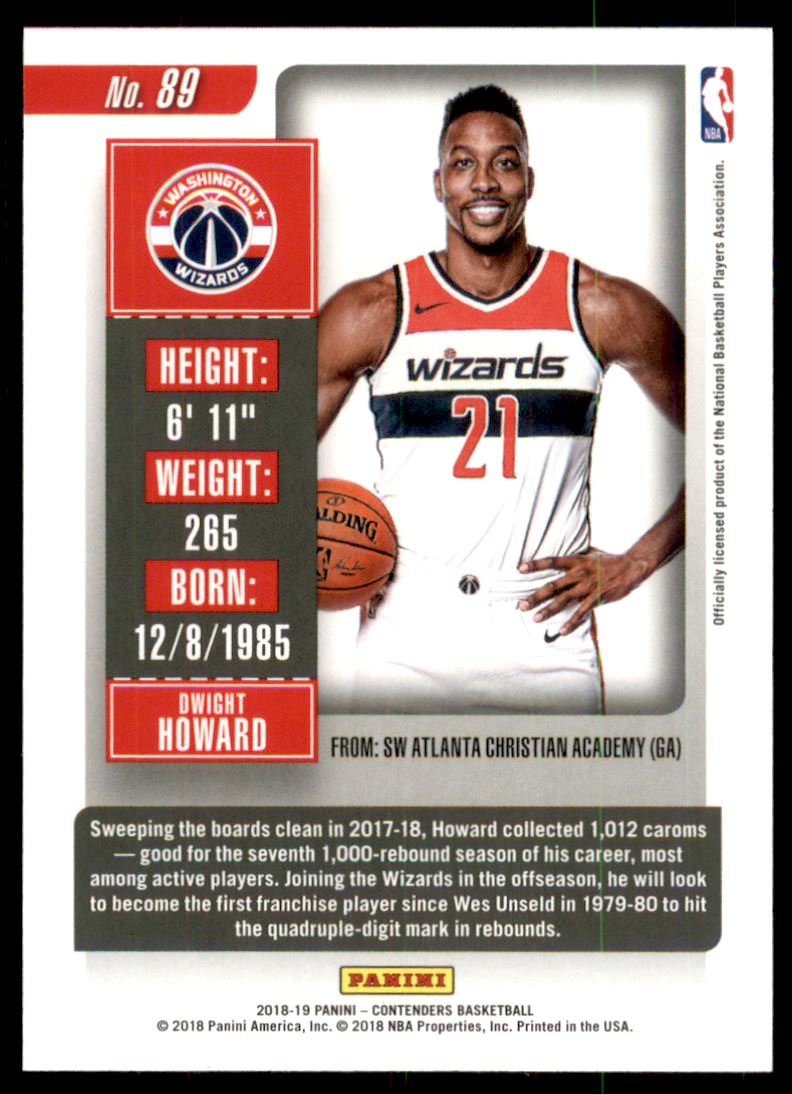 2018-19 Panini Contenders Game Ticket Green #89 Dwight Howard