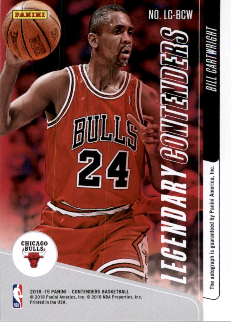 2018-19 Panini Contenders Legendary Contenders Autographs Gold #13 Bill Cartwright back image