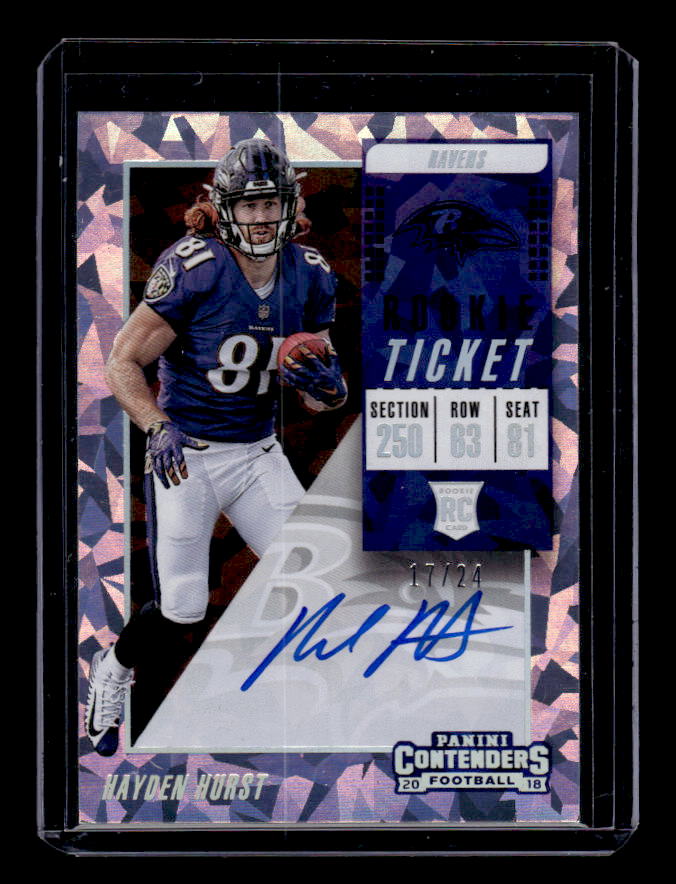 2018 Panini Contenders Playoff Ticket #108 Hayden Hurst AU/15/(ball in left arm)
