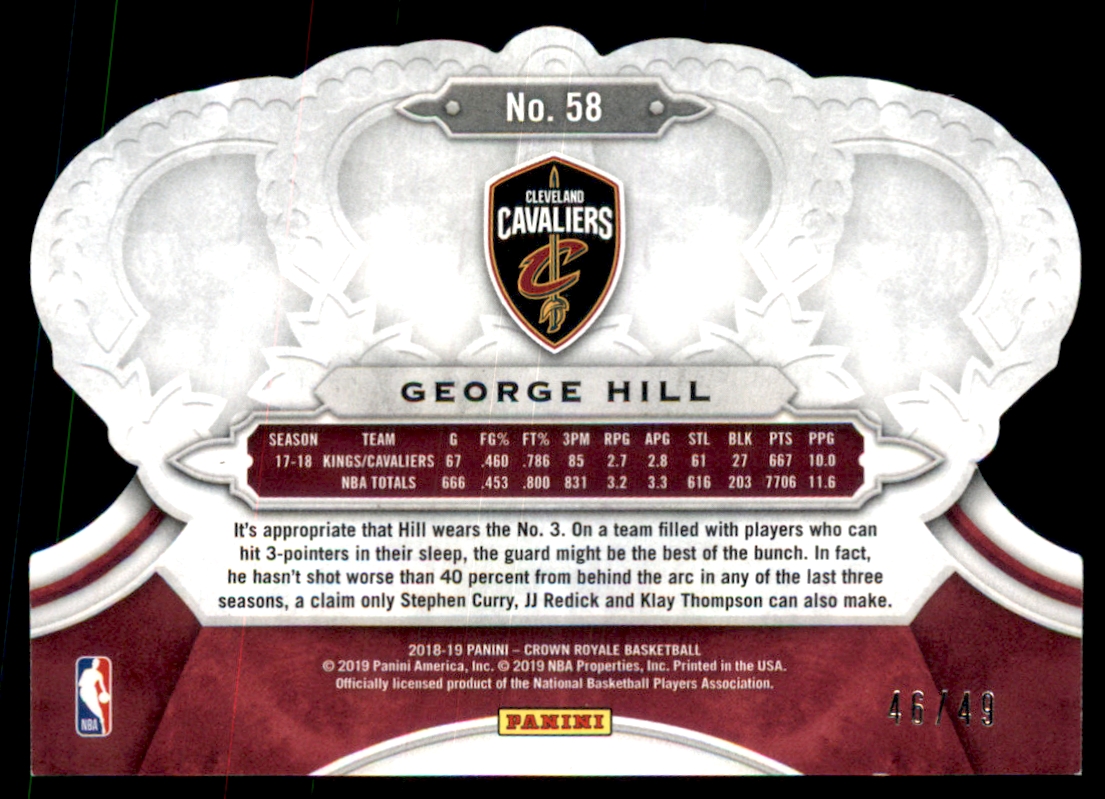 2018-19 Crown Royale Crystal Red #58 George Hill back image