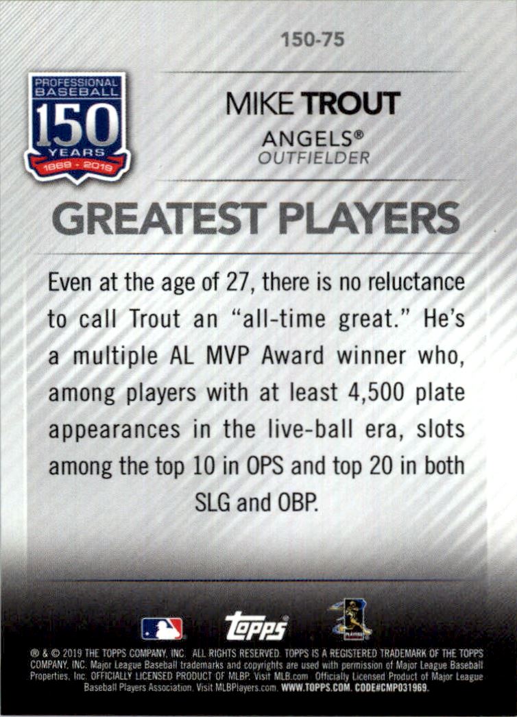 2019 Topps 150 Years of Professional Baseball #15075 Mike Trout