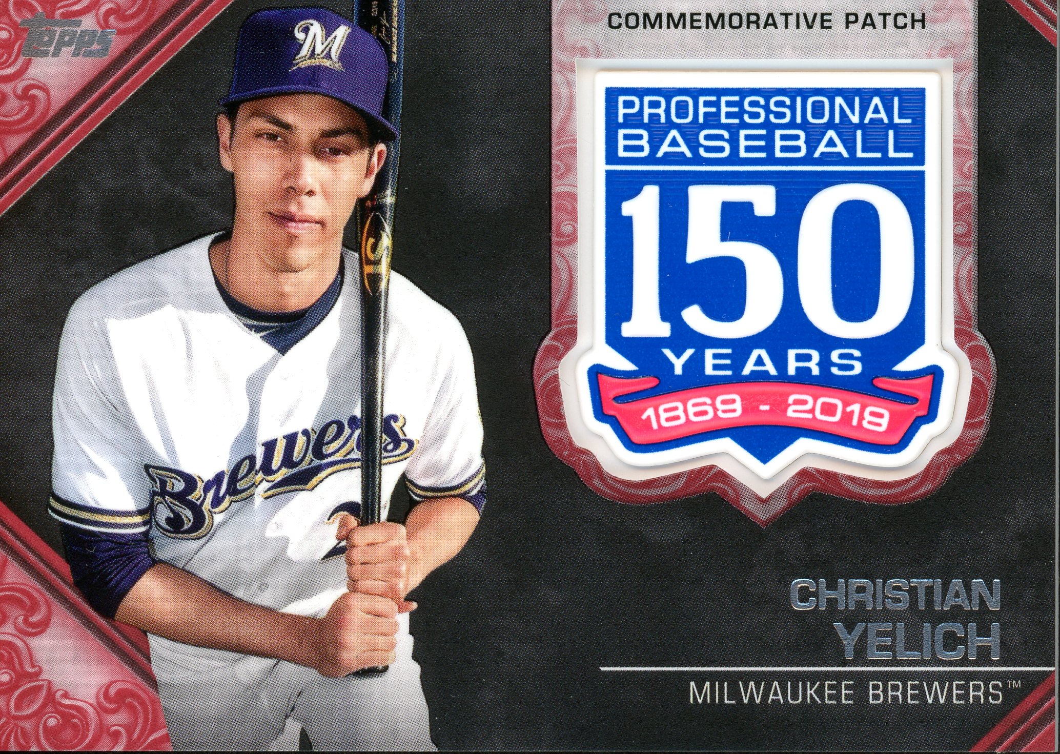 2019 Topps 150th Anniversary Manufactured Patches Red #AMPCY Christian Yelich