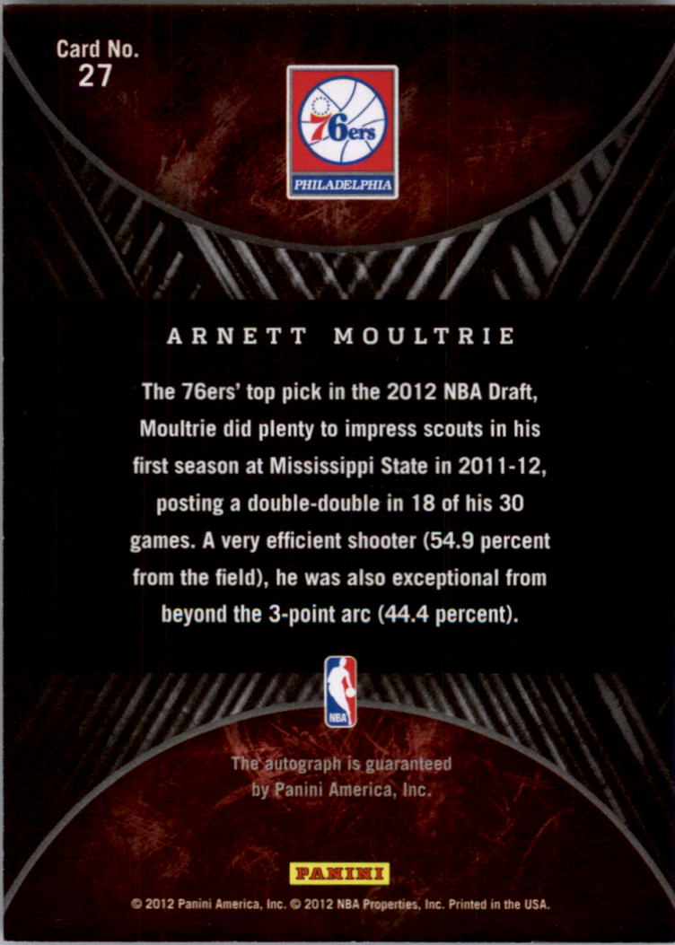 2011-12 Panini Past and Present 2012 Draft Pick Redemptions #27 Arnett Moultrie back image