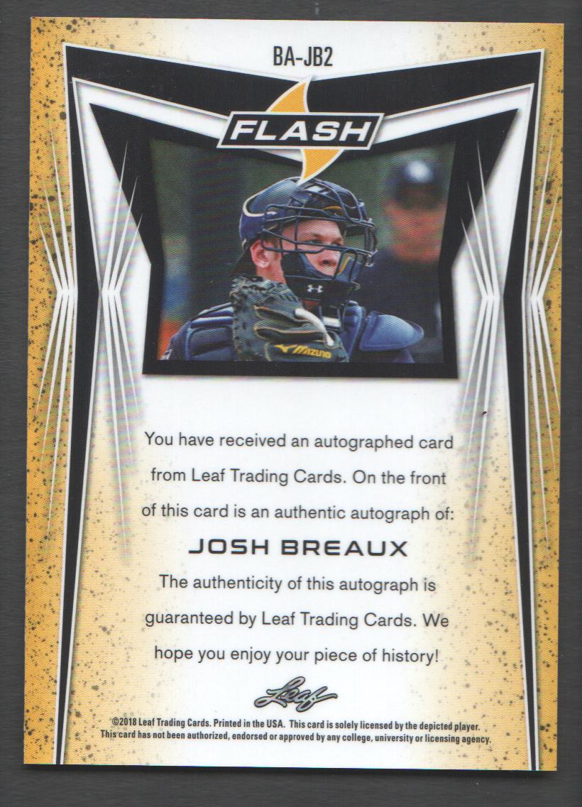 2018 Leaf Flash #BAJB2 Josh Breaux back image