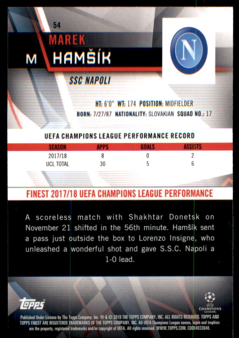 2018-19 Finest UEFA Champions League #54 Marek Hamsik
