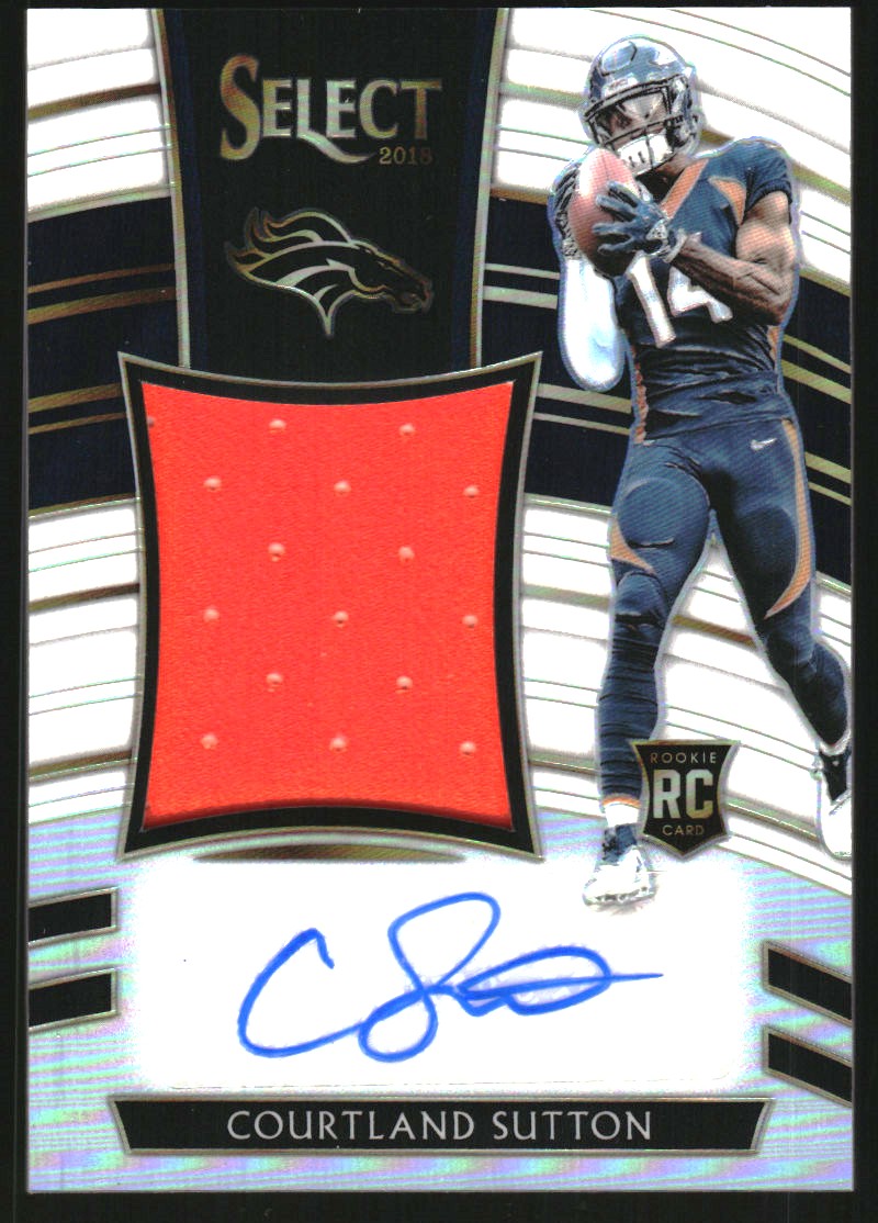 2018 Select Jumbo Rookie Signature Swatches Prizm White #15 Courtland Sutton/35