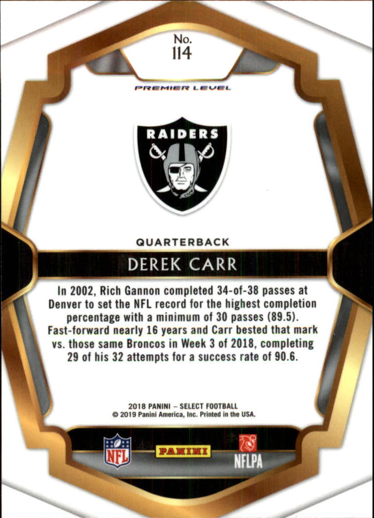 2018 Select #114 Derek Carr back image