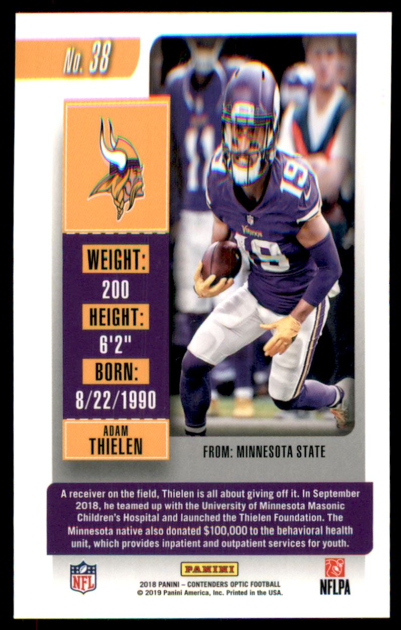 2018 Panini Contenders Optic #38 Adam Thielen