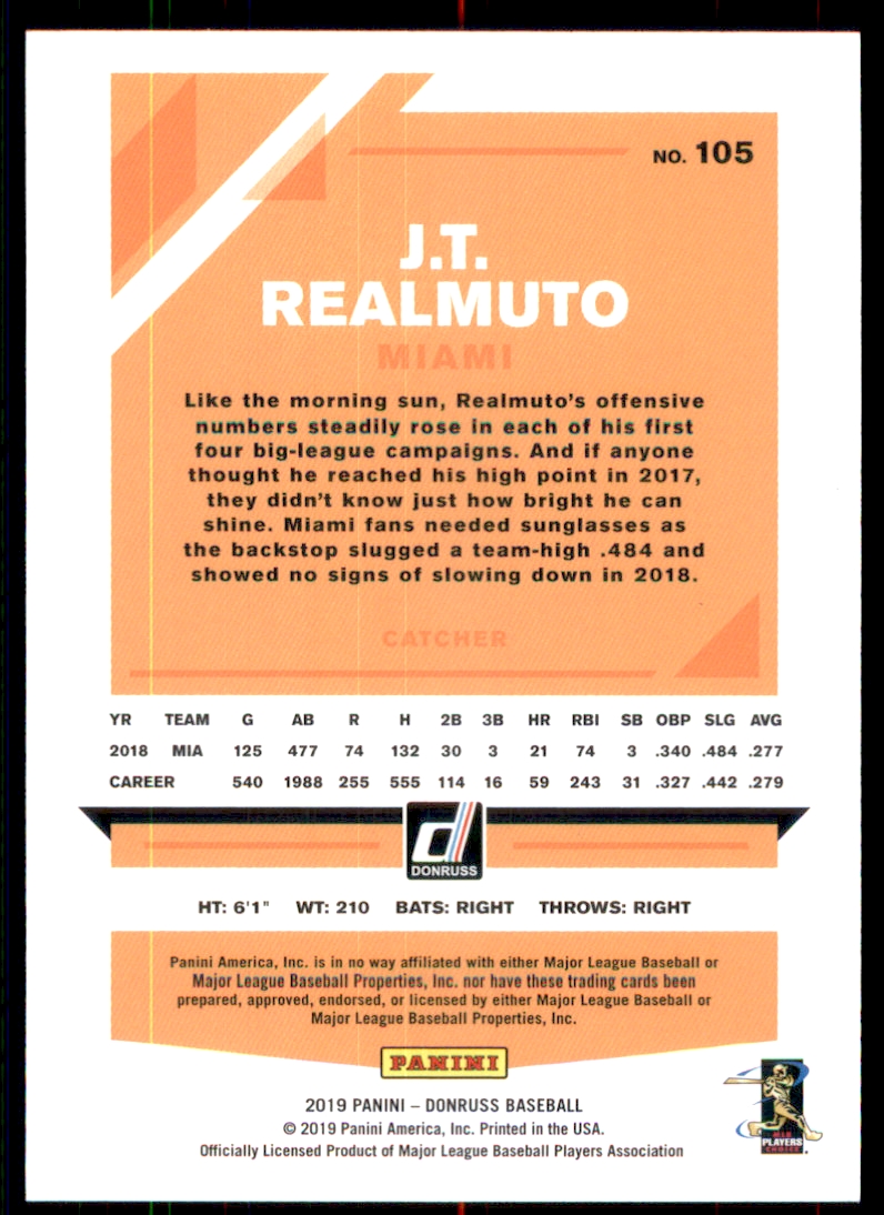 2019 Donruss Season Stat Line #105 J.T. Realmuto/132