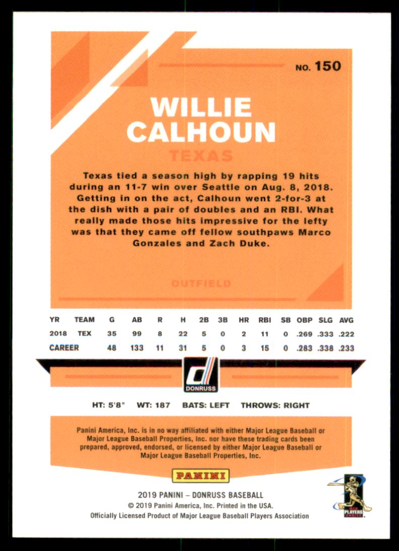 2019 Donruss Season Stat Line #150 Willie Calhoun/99