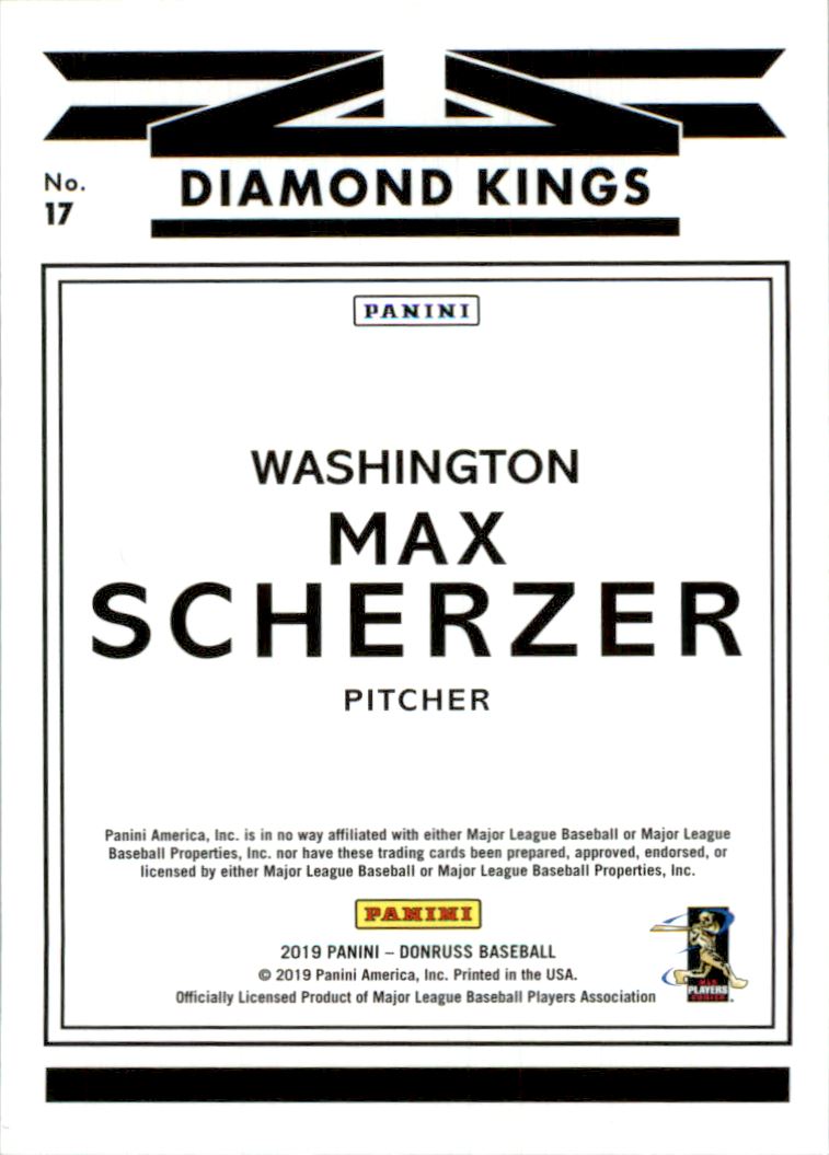 2019 Donruss Career Stat Line #17 Max Scherzer DK/159 back image