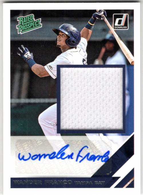 2019 Donruss Rated Prospect Material Signatures #6 Wander Franco - -  Autograph Jersey Card - NM-MT