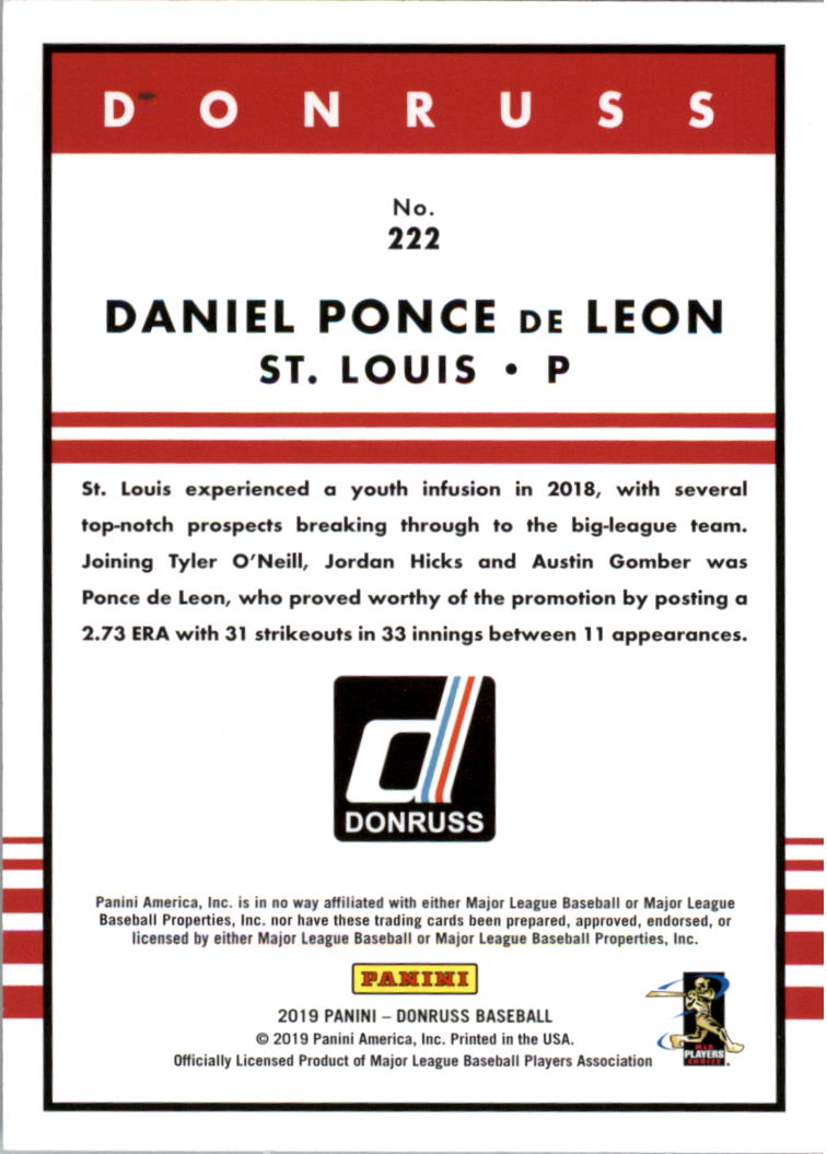 2019 Donruss Career Stat Line #222 Daniel Ponce de Leon RETRO/205 back image