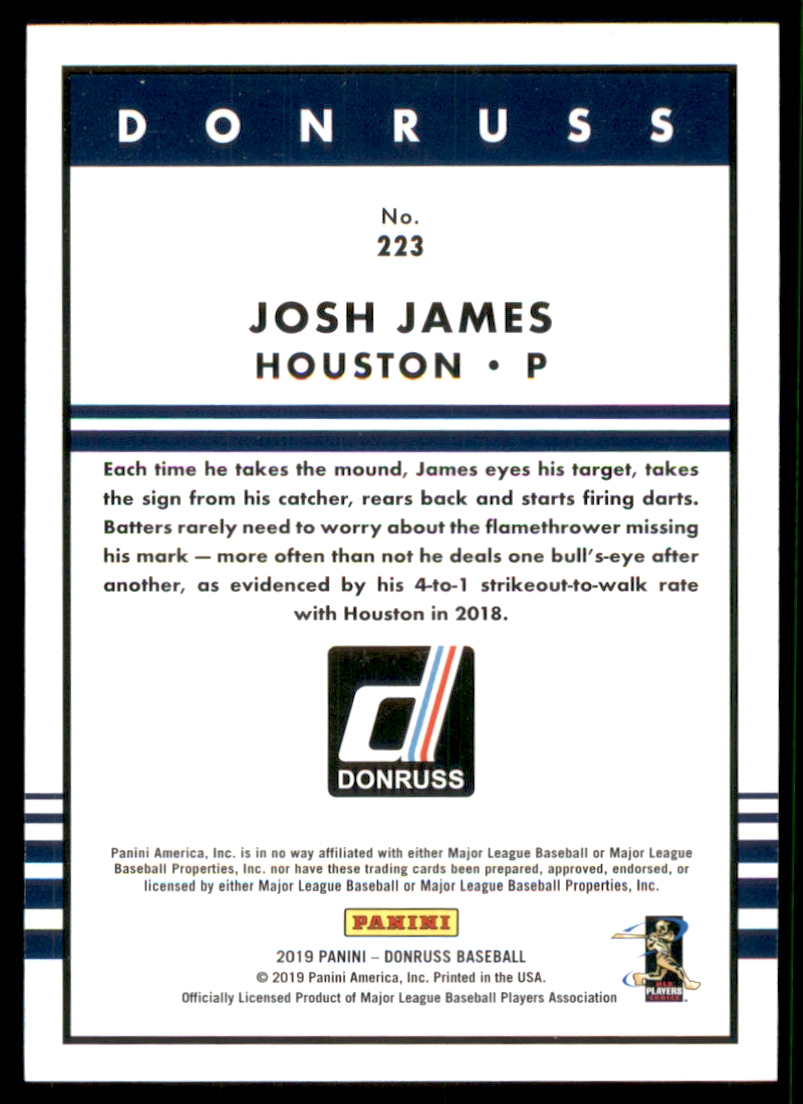2019 Donruss Season Stat Line Variations #223 Josh James RETRO/96