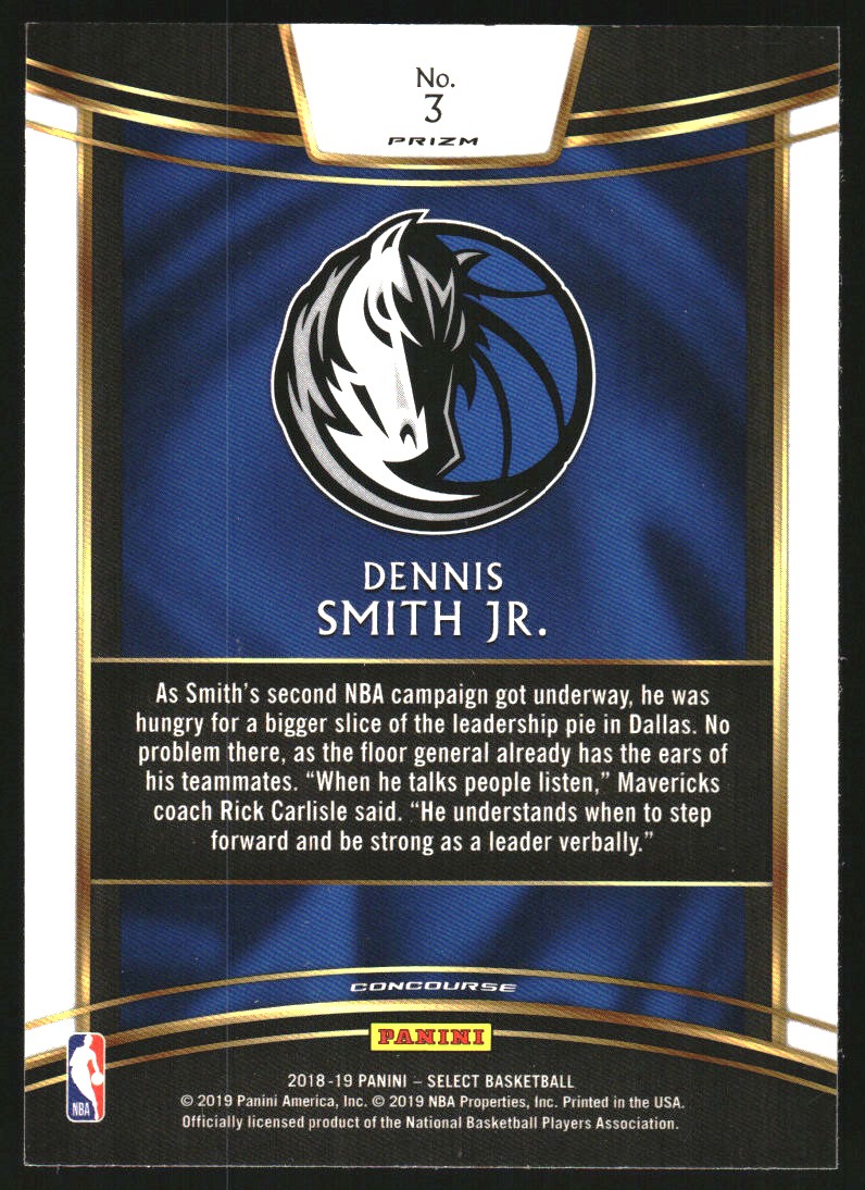 2018-19 Select Prizms Zebra #3 Dennis Smith Jr. back image