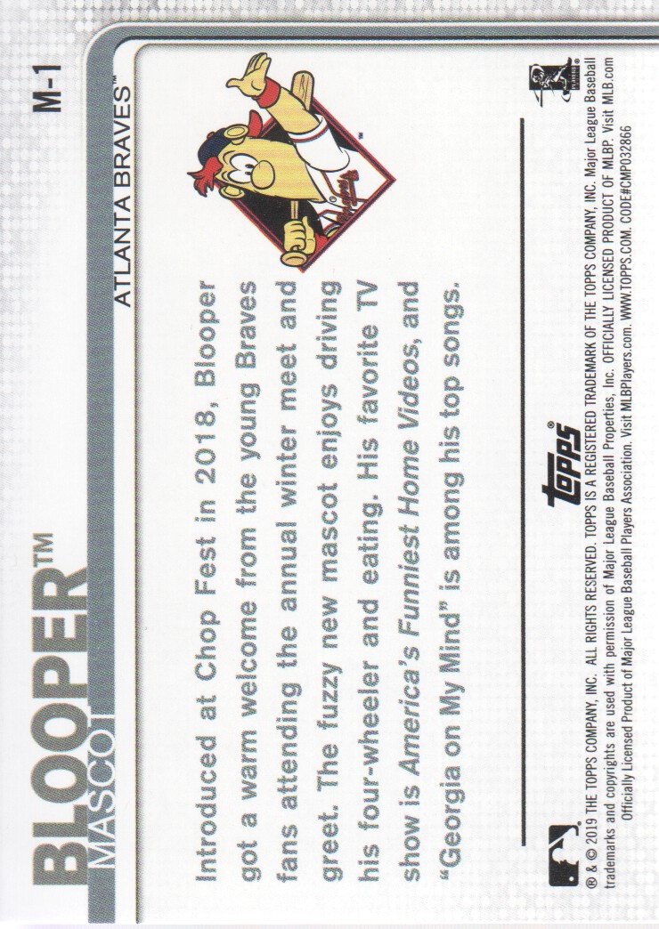  2019 Topps Opening Day Mascots Baseball #M-1 Blooper