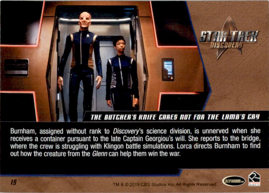 2019 Rittenhouse Star Trek Discovery Season One #19 The Butcher's Knife Cares Not for the Lamb's Cry back image