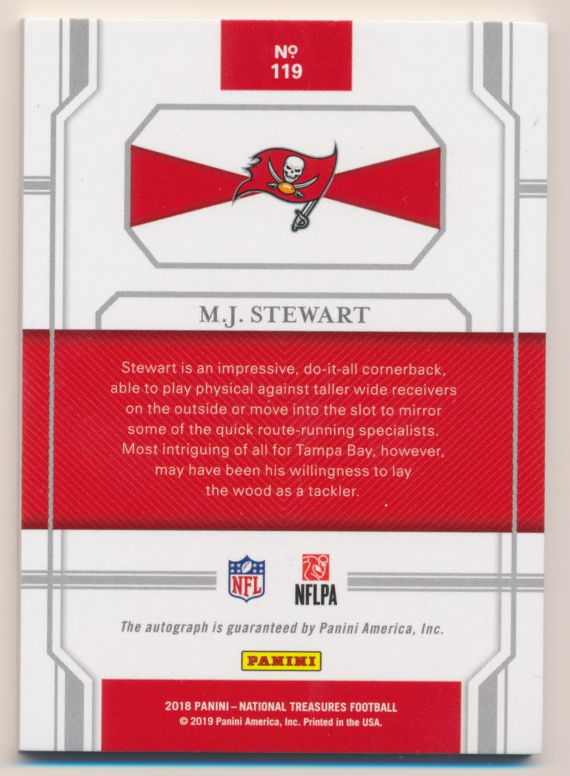 2018 Panini National Treasures Gold #119 M.J. Stewart AU/49