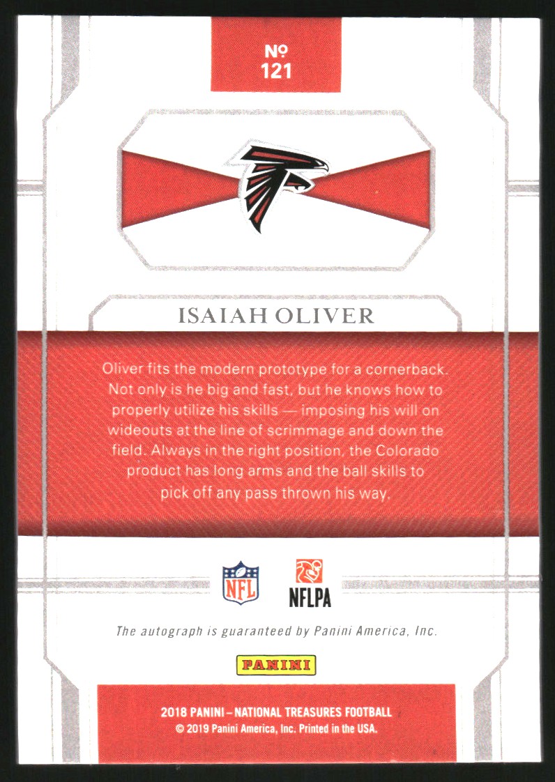 2018 Panini National Treasures Gold #121 Isaiah Oliver AU/49