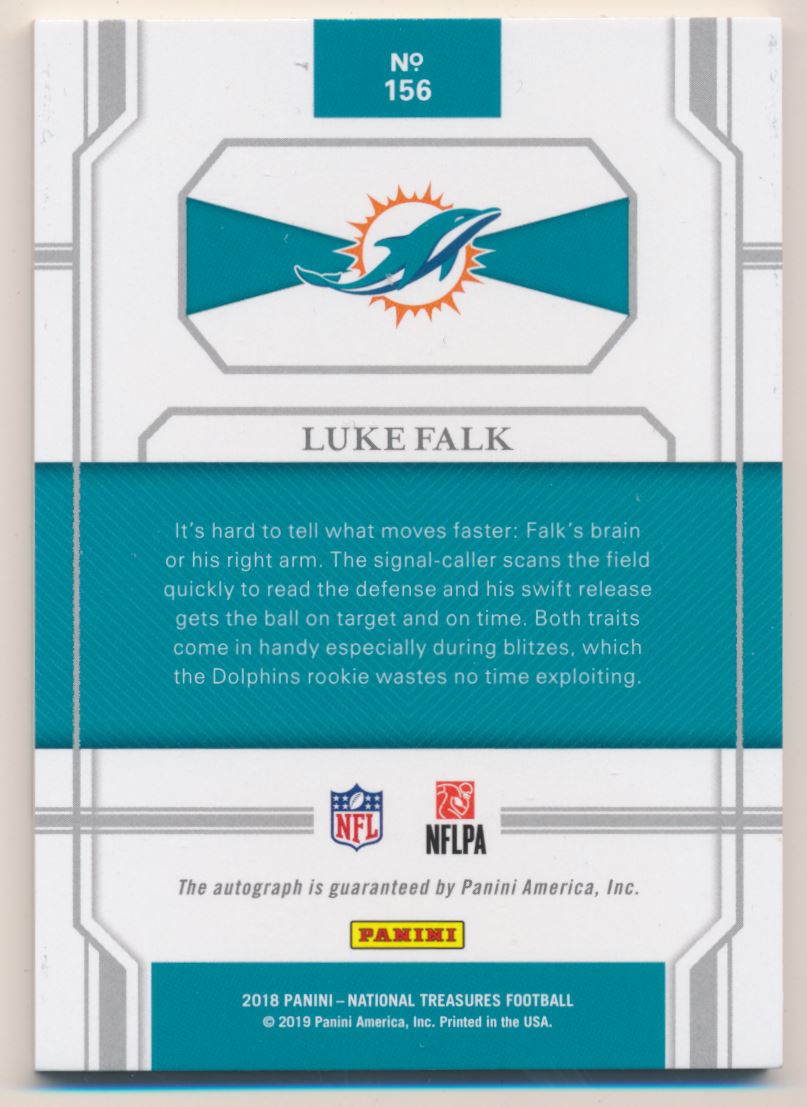2018 Panini National Treasures Gold #156 Luke Falk AU/49