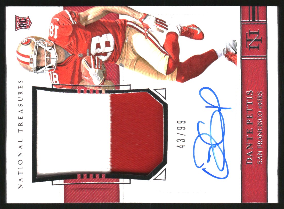 2018 Panini National Treasures #187 Dante Pettis JSY AU RC
