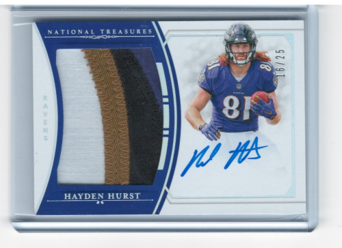 2018 Panini National Treasures Rookie Material Signatures RPS Holo Silver #22 Hayden Hurst/25