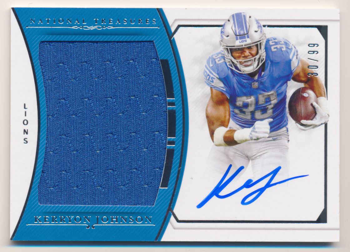 2018 Panini National Treasures Rookie Material Signatures RPS #14 Kerryon Johnson/99