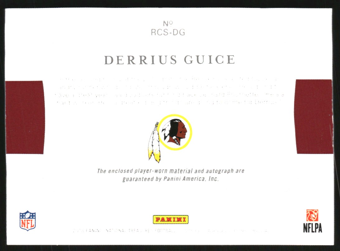 2018 Panini National Treasures Rookie Colossal Material Signatures #15 Derrius Guice/25 EXCH