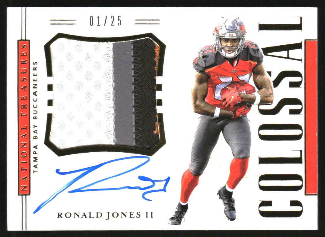 2018 Panini National Treasures Rookie Colossal Material Signatures Prime #13 Ronald Jones II/25