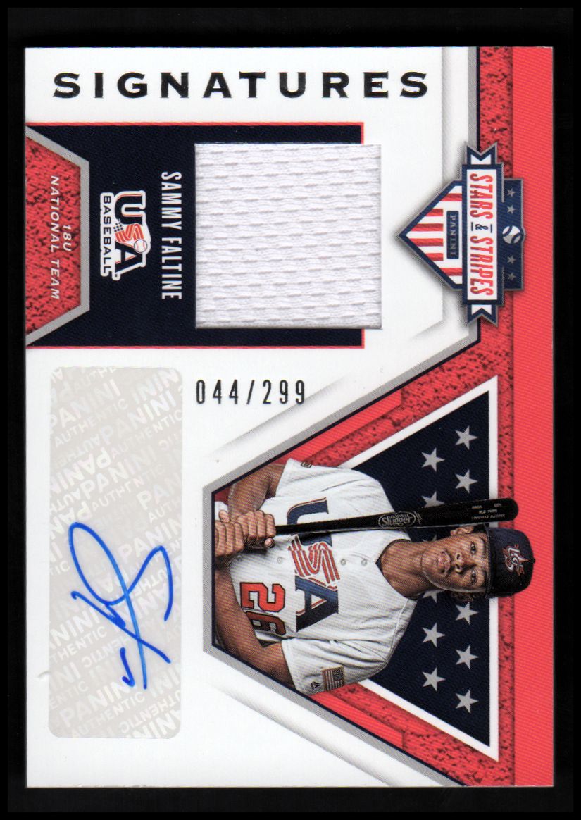 2019 USA Baseball Stars and Stripes Material Signatures #35 Sammy Faltine/299