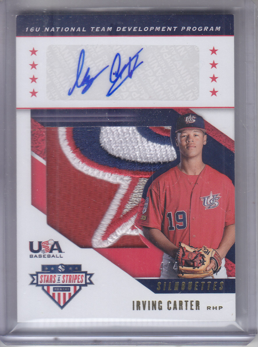 2019 USA Baseball Stars and Stripes Silhouettes Signatures Jerseys Team Patch #115 Irving Carter/4