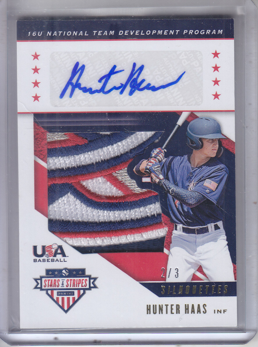 2019 USA Baseball Stars and Stripes Silhouettes Signatures Jerseys Team Patch #122 Hunter Haas/3