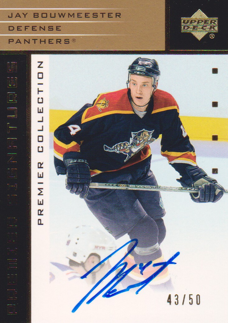 2002-03 UD Premier Collection Signatures Gold #SBW Jay Bouwmeester