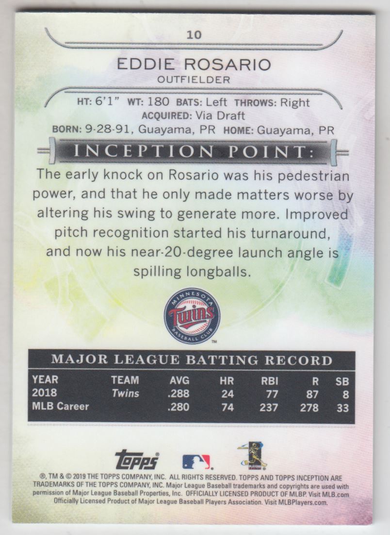 2019 Topps Inception Green #10 Eddie Rosario back image