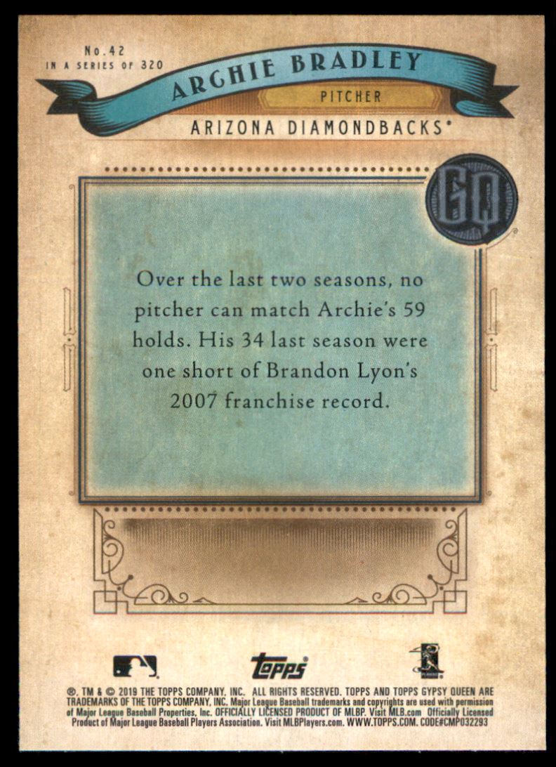 2019 Topps Gypsy Queen #42 Archie Bradley back image
