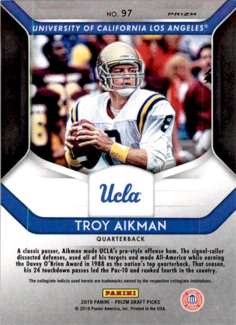 2019 Panini Prizm Draft Picks Prizms Silver #97 Troy Aikman