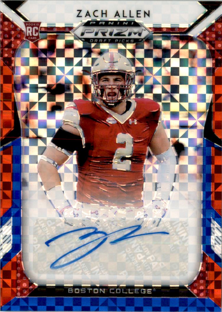 2019 Panini Prizm Draft Picks Autograph Prizms Red White and Blue #153 Zach Allen/99