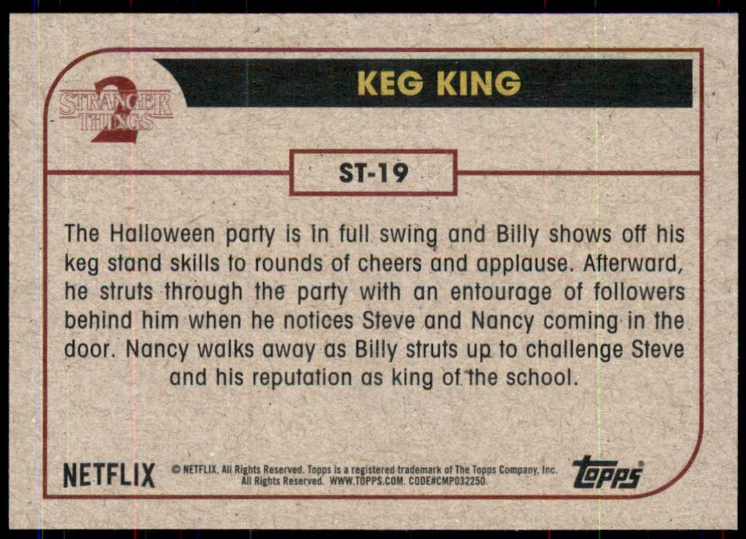 2019 Topps Stranger Things Season 2 #19 Keg King back image