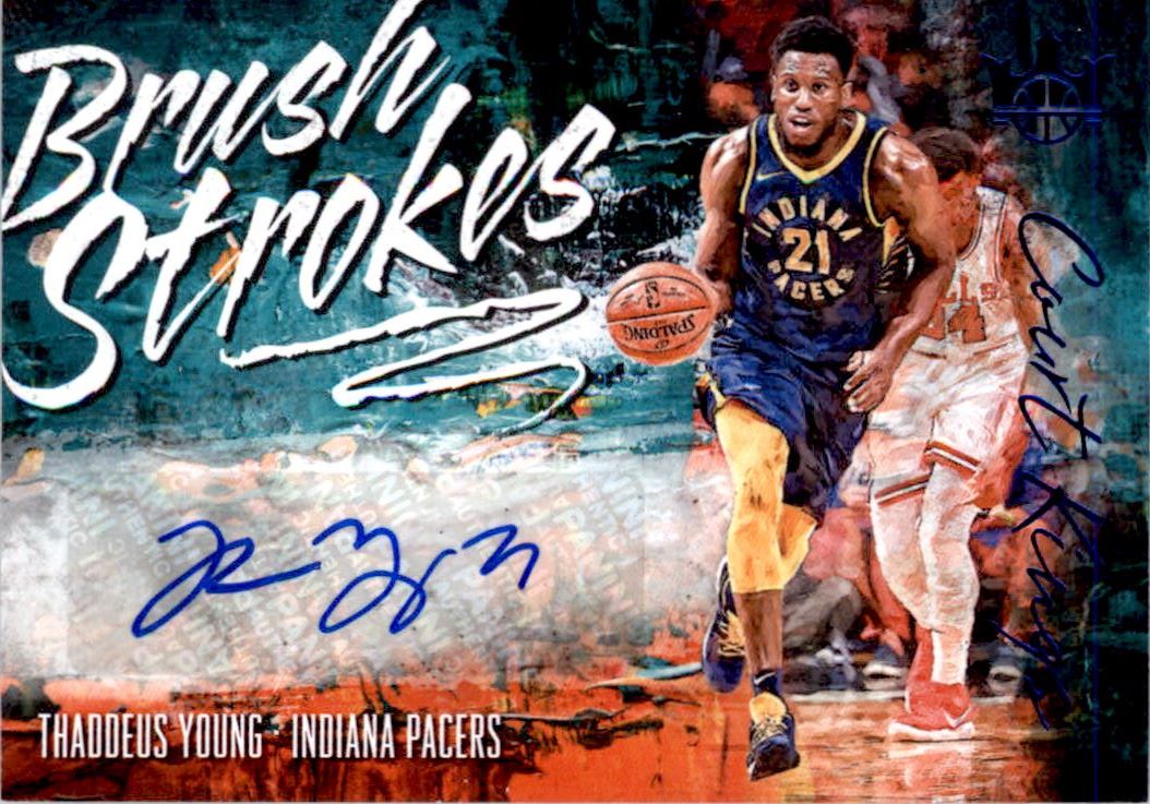 2018-19 Court Kings Brush Strokes Autographs Sapphire #27 Thaddeus Young/25