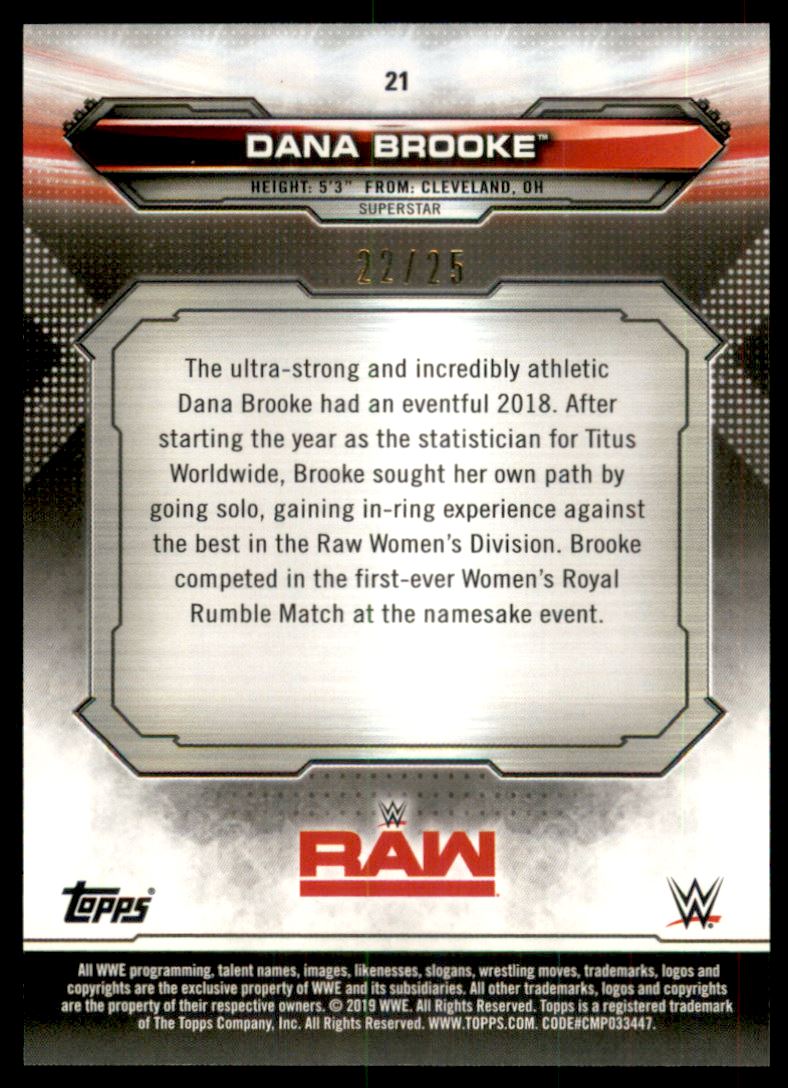 2019 Topps WWE RAW Silver #21 Dana Brooke back image
