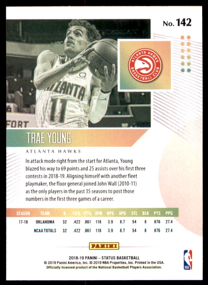 2018-19 Panini Status #142 Trae Young RC